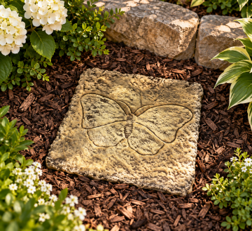 Butterfly Garden Stepping Stone – 12" Square Concrete Pathway Stone